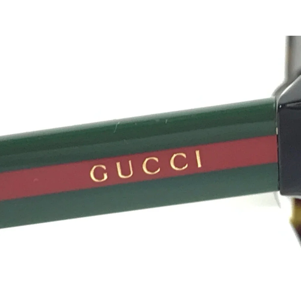 Gucci Sunglasses GG0417SK 003 Tortoise Green Red Asian Fit Frames w Brown Lenses
